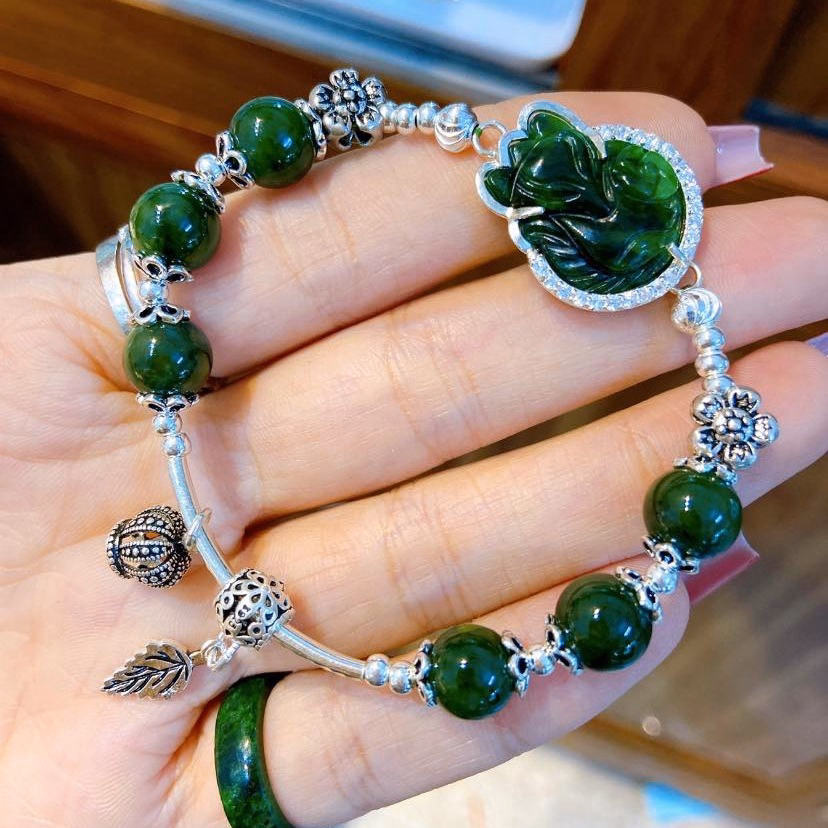 Vòng Tay Charm Bạc Cao Cấp Hồ Ly Ngọc Cẩm Thạch Sơn Thủy Thiên Nhiên - Thắng Giang - Ảnh 2