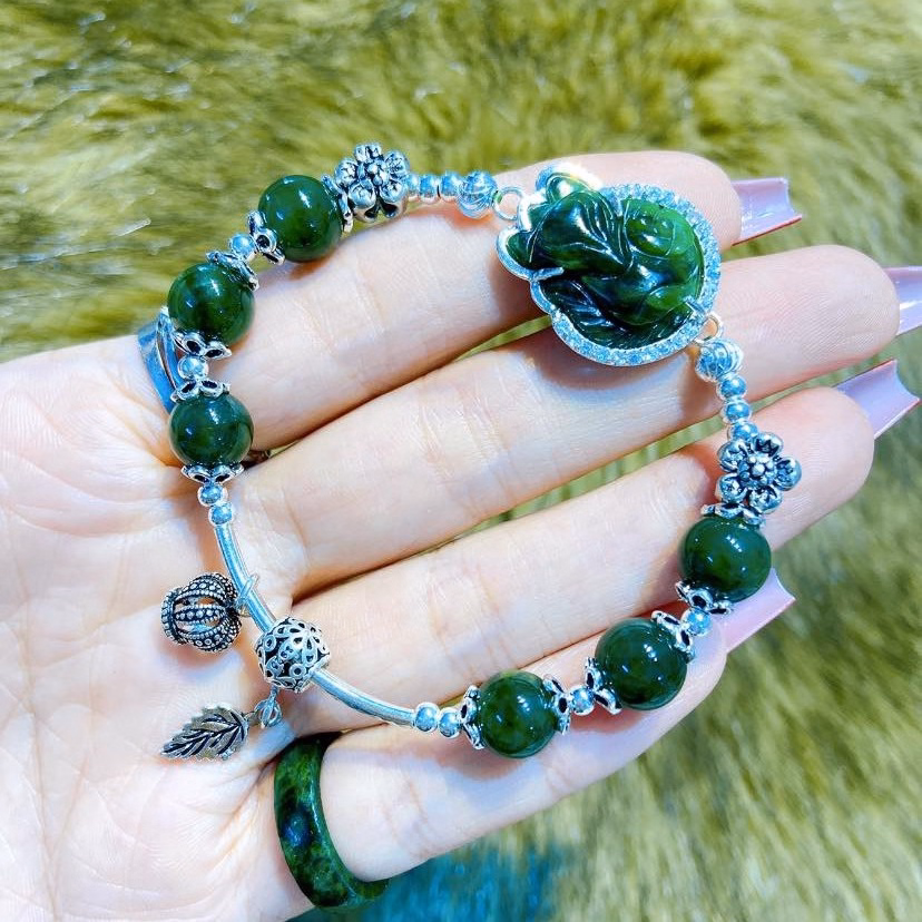 Vòng Tay Charm Bạc Cao Cấp Hồ Ly Ngọc Cẩm Thạch Sơn Thủy Thiên Nhiên - Thắng Giang