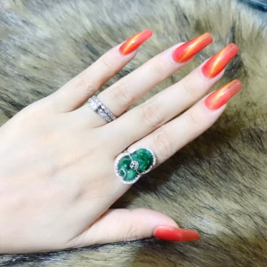 Nhẫn Tì Hưu Ngọc Cẩm Thạch Sơn Thủy Thiên Nhiên Bọc Bạc Ta Cao Cấp - Thắng Giang