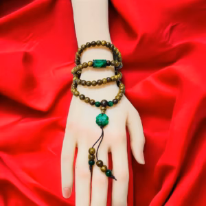 Vòng Tay Trầm Hương Tốc Phối Lu Thống , Cỏ Bốn Là Ngọc Cẩm Thạch Thiên Nhiên - Thắng Giang