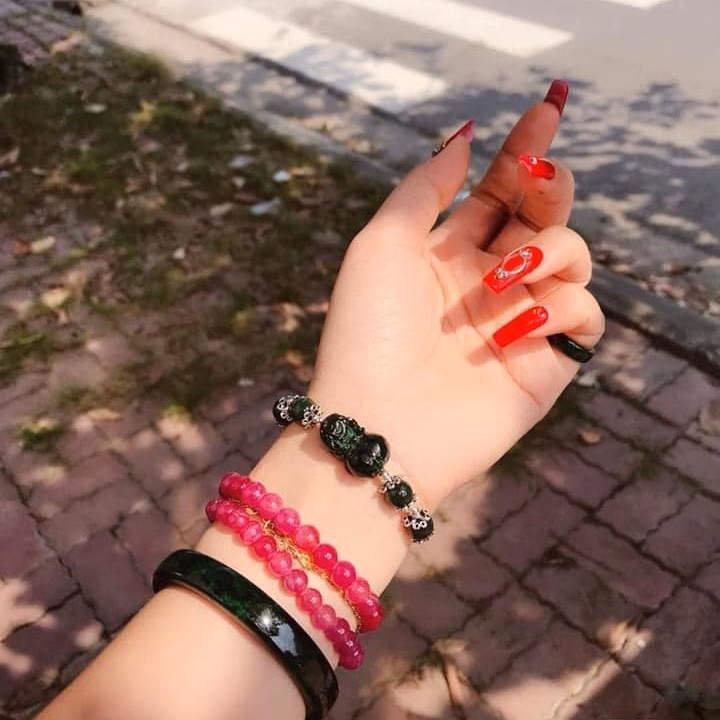 Vòng Tay Charm Tì Hưu Ngọc Cẩm Thạch Sơn Thủy Bạc Ta Thiên Nhiên - Thắng Giang - Ảnh 6