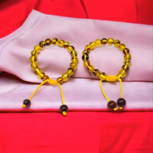 Vòng Tay Hổ Phách Hoa Bay Thiên Nhiên Cho Bé Thắt Dây - Thắng Giang