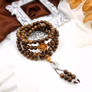 Vòng Tay Sen Trầm Hương Tốc Thiên Nhiên Phối Đồng Điếu Ngọc Cẩm Thạch - Thắng Giang