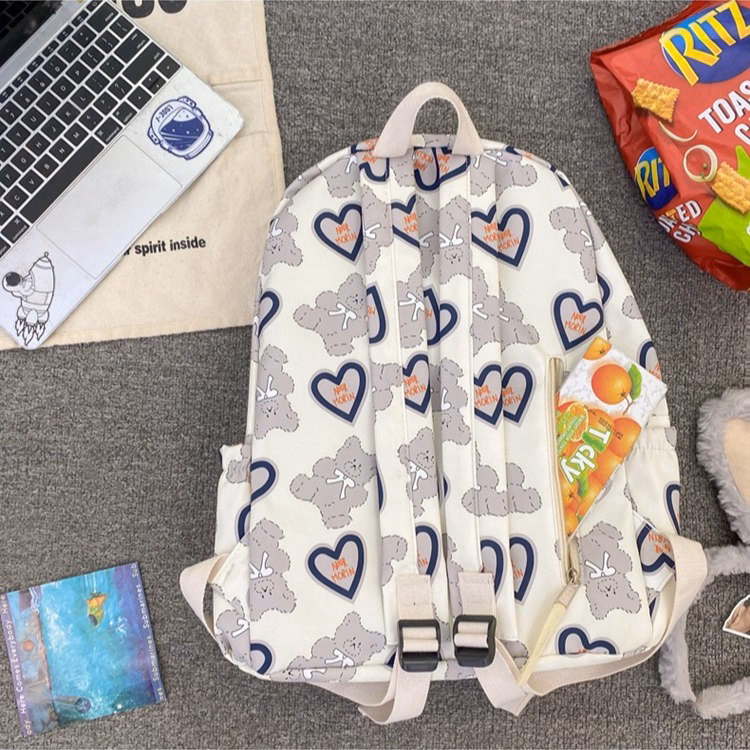 Balo Nữ Đi Học Tặng Kèm Móc Gấu Họa Tiết Hình Gấu Trái Tim Dễ Thương 772 - Larita Fashion - Ảnh 8