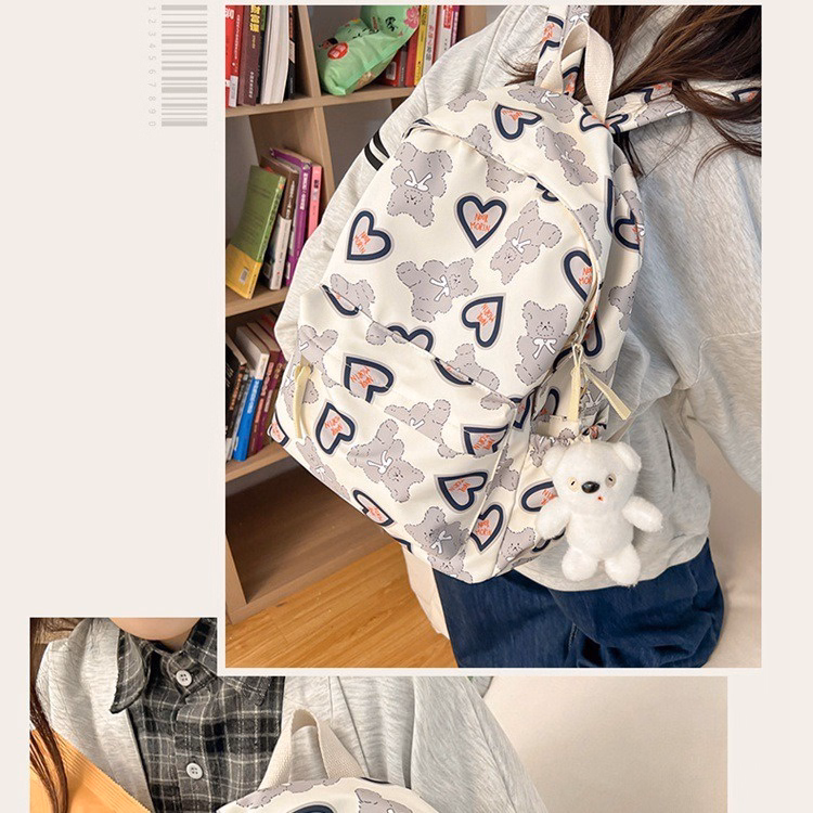 Balo Nữ Đi Học Tặng Kèm Móc Gấu Họa Tiết Hình Gấu Trái Tim Dễ Thương 772 - Larita Fashion - Ảnh 9