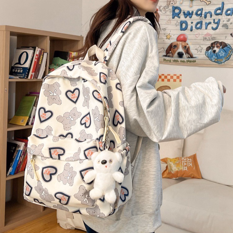 Balo Nữ Đi Học Tặng Kèm Móc Gấu Họa Tiết Hình Gấu Trái Tim Dễ Thương 772 - Larita Fashion - Ảnh 14