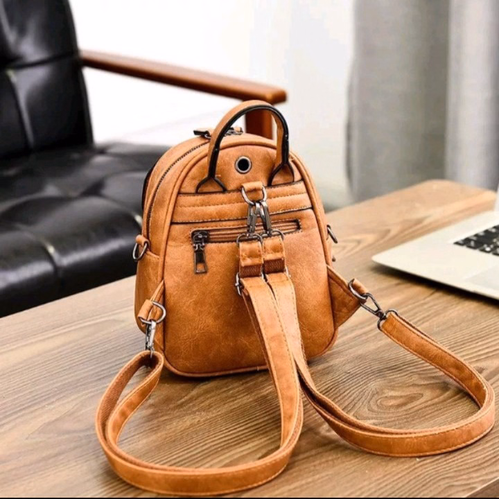 Balo Thời Trang Nữ Khóa Sập Mini Nhỏ Gọn Đeo Chéo Đi Du Lịch,Đi Chơi ( Tặng Kèm Bộ Móc Khóa Gấu) - Shop Mẹ Bống - Ảnh 9