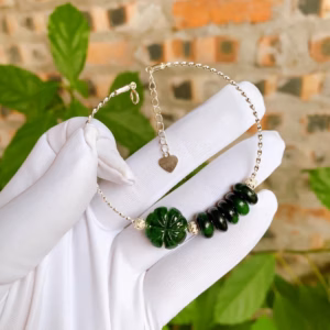 Vòng Tay Ngũ Điếu Cỏ Bốn Lá Ngọc Cẩm Thạch Sơn Thủy Bạc Ta - Thắng Giang