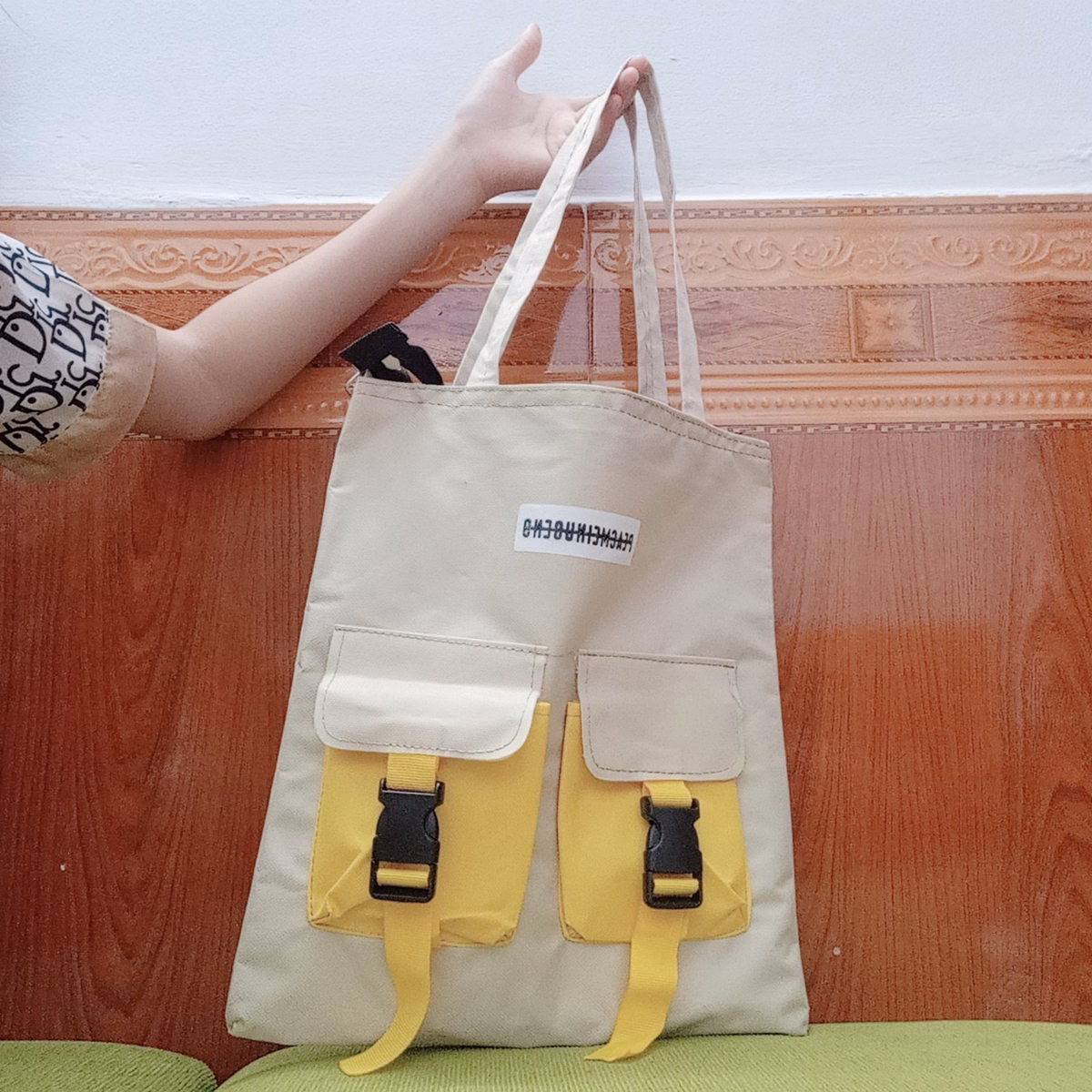 Túi Tote Đeo Chéo, Túi Xách Vải Canvas Có Khoá Dây Kéo - Shop Mẹ Bống - Ảnh 4