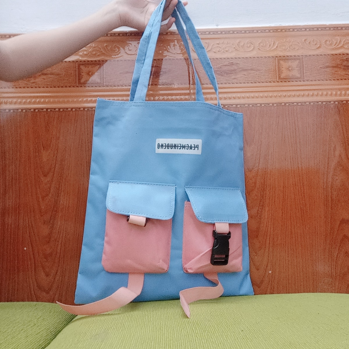 Túi Tote Đeo Chéo, Túi Xách Vải Canvas Có Khoá Dây Kéo - Shop Mẹ Bống - Ảnh 5