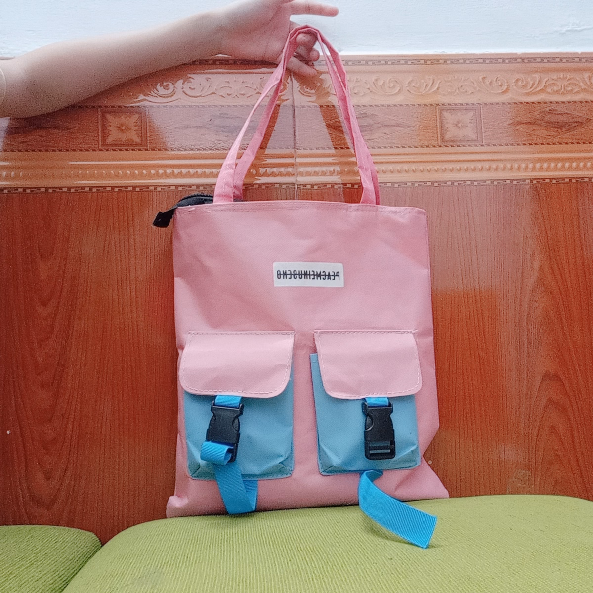 Túi Tote Đeo Chéo, Túi Xách Vải Canvas Có Khoá Dây Kéo - Shop Mẹ Bống - Ảnh 3