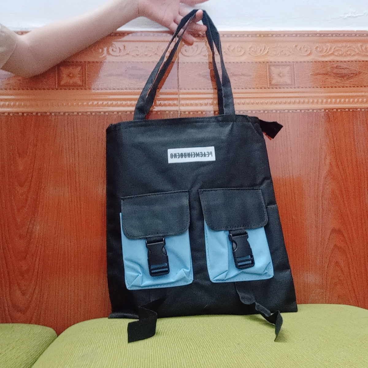 Túi Tote Đeo Chéo, Túi Xách Vải Canvas Có Khoá Dây Kéo - Shop Mẹ Bống - Ảnh 6