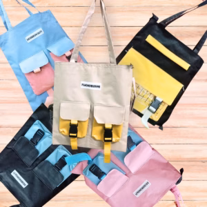 Túi Tote Đeo Chéo, Túi Xách Vải Canvas Có Khoá Dây Kéo - Shop Mẹ Bống