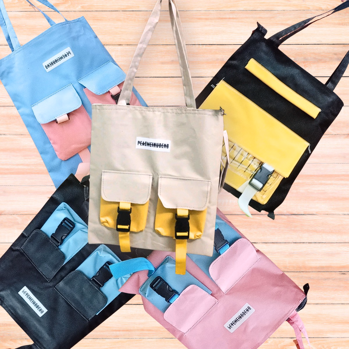 Túi Tote Đeo Chéo, Túi Xách Vải Canvas Có Khoá Dây Kéo - Shop Mẹ Bống