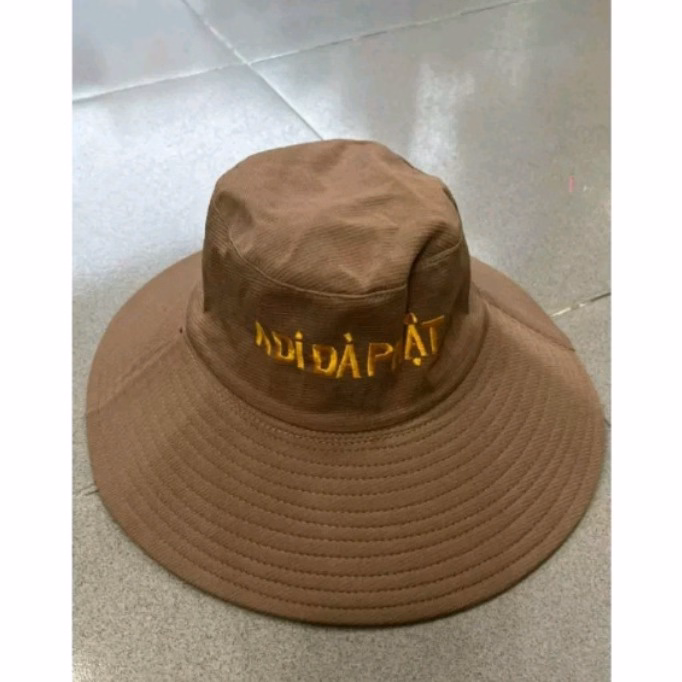 Nón Vàng Rộng Đi Chùa Thêu Chữ ''A Di Đà Phật'' - Shop Mẹ Bống - Ảnh 4