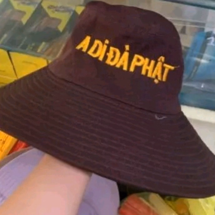 Nón Vàng Rộng Đi Chùa Thêu Chữ ''A Di Đà Phật'' - Shop Mẹ Bống - Ảnh 9