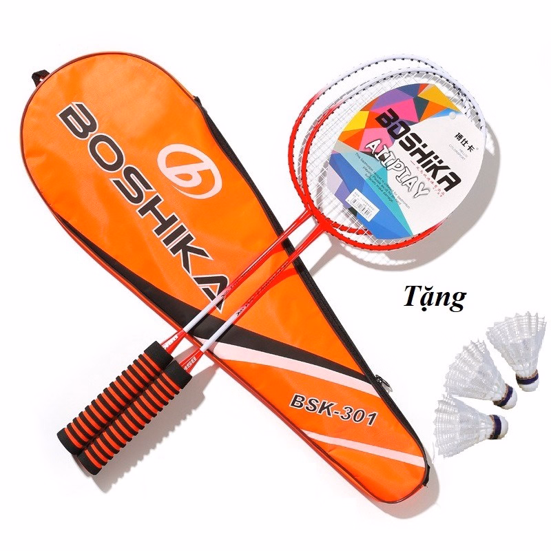 Bộ 2 Vợt Cầu Lông Boshika 301 Tay Cầm Mút Xốp Chống Trơn Tặng Kèm 3 Quả Cầu, Túi Đựng, Vợt Cầu Lông Boshika - Cheap&Good - Ảnh 2