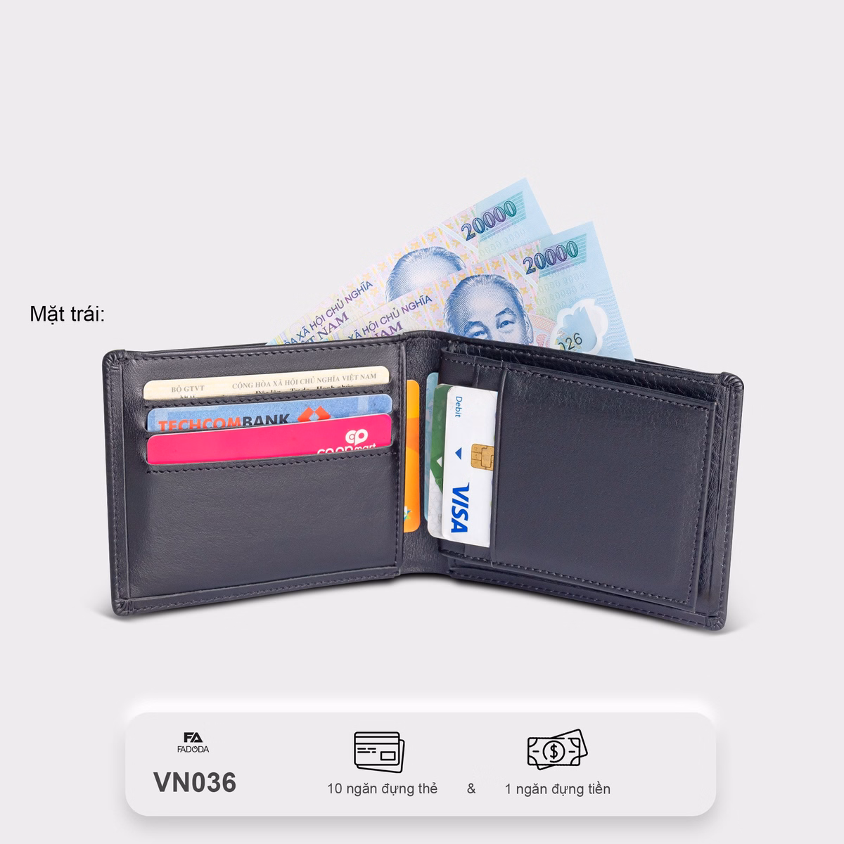 Ví Da Bò Mini Nhiều Ngăn Đựng Thẻ Fadoda Vn036 - Ảnh 8