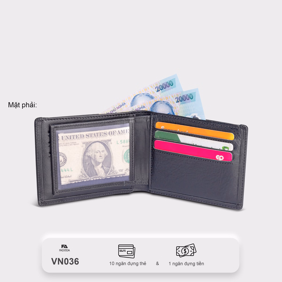 Ví Da Bò Mini Nhiều Ngăn Đựng Thẻ Fadoda Vn036 - Ảnh 7