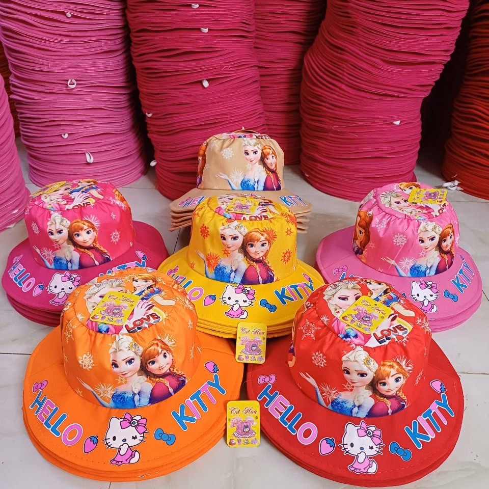 Mũ Nón Tai Bèo Vành Xếp In Công Chúa Hello Kitty Dễ Thương - Hana Global - Ảnh 2