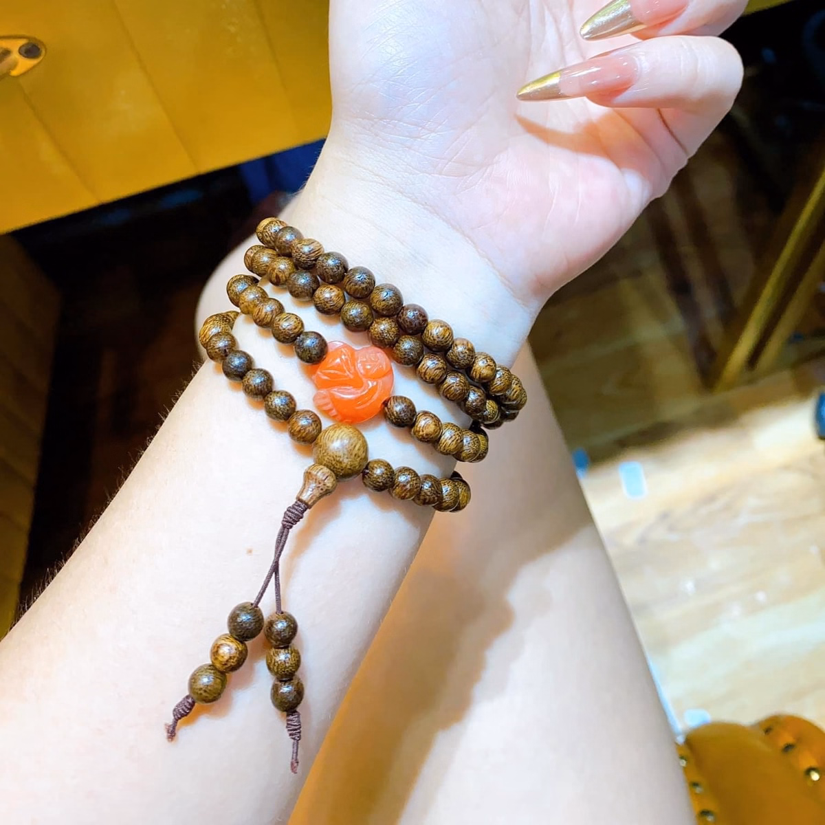 Vòng Tay Trầm Hương Tốc Hồ Ly Ôm Hoa Cẩm Thạch Thiên Nhiên - Thắng Giang - Ảnh 5