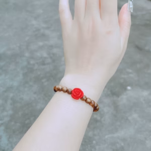 Vòng Tay Trầm Hương Tốc Đơn Hoa Mẫu Đơn Chu Sa - Thắng Giang