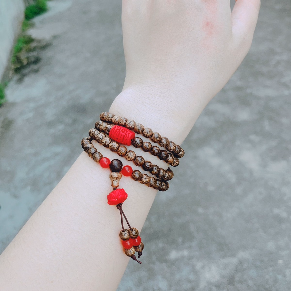 Vòng Tay Lu Thống Sen Chu Sa Phối Trầm Hương Tốc Thiên Nhiên - Thắng Giang - Ảnh 3