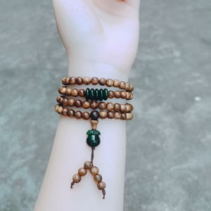 Vòng Tay Trầm Hương Phối Túi Tiền Ngũ Điếu Ngọc Cẩm Thạch Thiên Nhiên - Thắng Giang