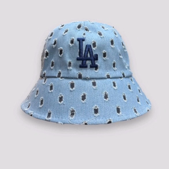 Mũ Bucket Vành Cụp Vải Jean Mới Thêu ''La'' - Shop Mẹ Bống - Ảnh 4