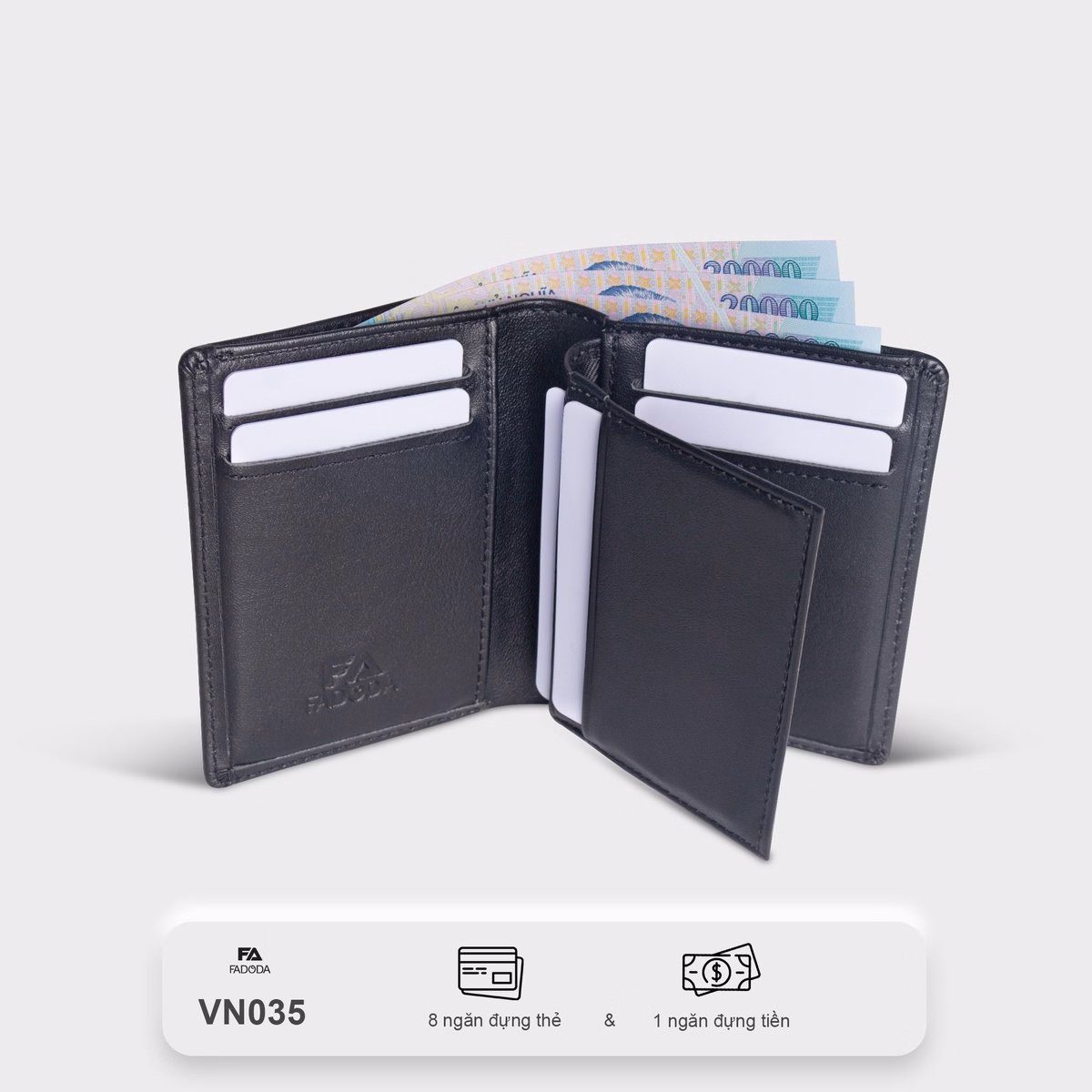 Ví Da Bò Thật Nhiều Ngăn Dáng Đứng Vn035 Fadoda - Ảnh 4