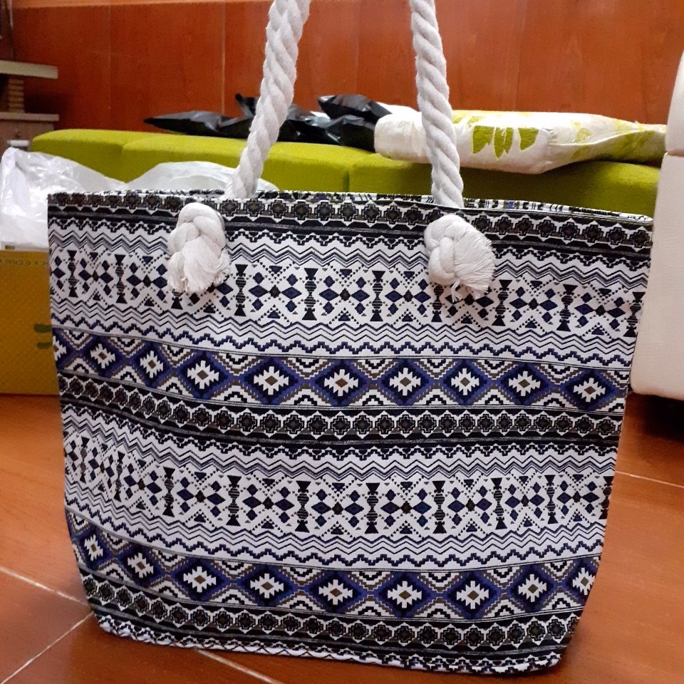 Túi Xách Đeo Vai Vải Bố Cỡ Lớn Họa Tiết Thổ Cẩm - Shop Mẹ Bống - Ảnh 3