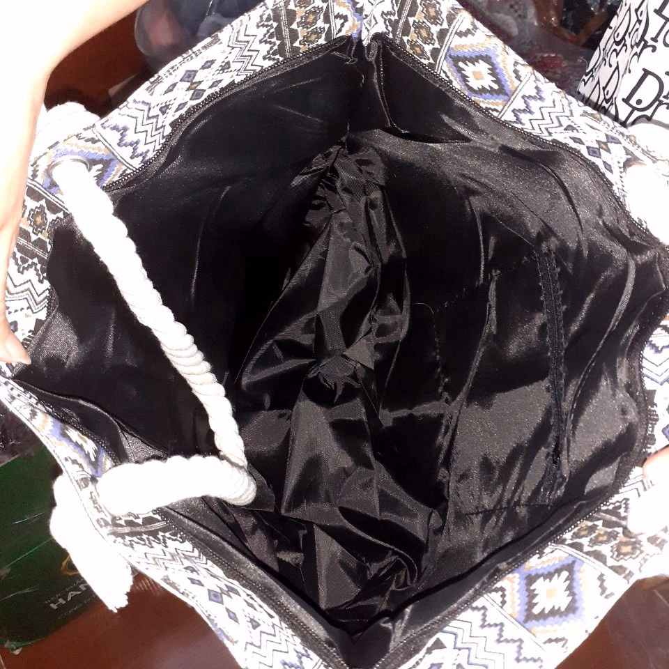 Túi Xách Đeo Vai Vải Bố Cỡ Lớn Họa Tiết Thổ Cẩm - Shop Mẹ Bống - Ảnh 4