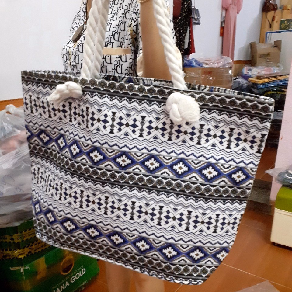 Túi Xách Đeo Vai Vải Bố Cỡ Lớn Họa Tiết Thổ Cẩm - Shop Mẹ Bống - Ảnh 5