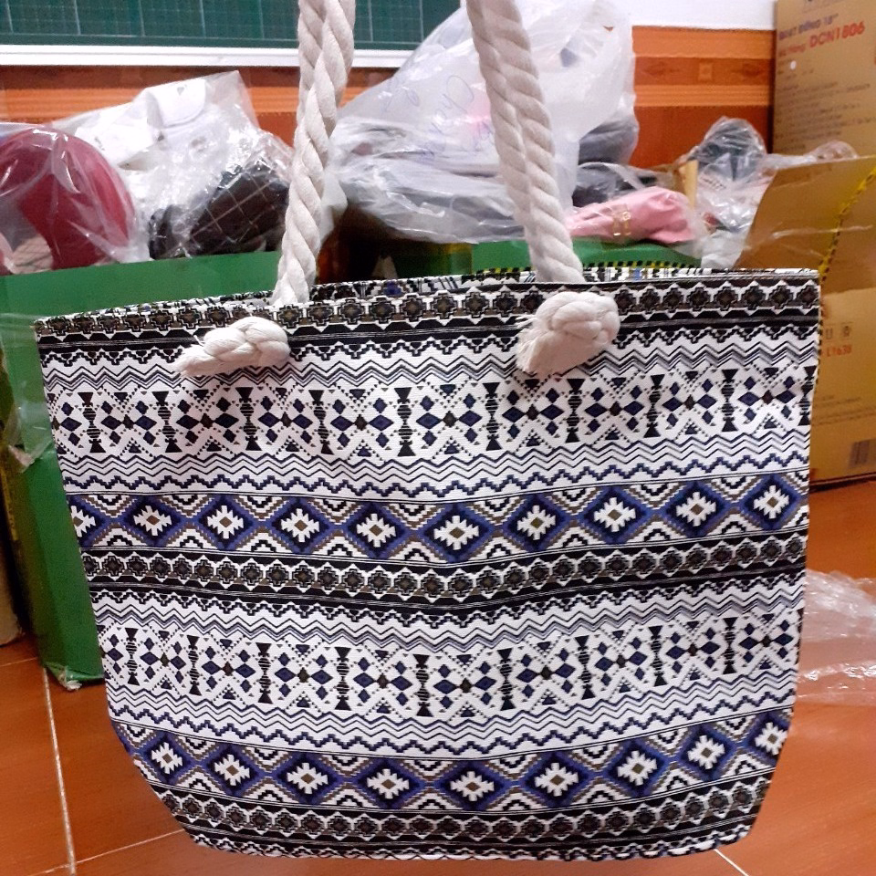 Túi Xách Đeo Vai Vải Bố Cỡ Lớn Họa Tiết Thổ Cẩm - Shop Mẹ Bống - Ảnh 6