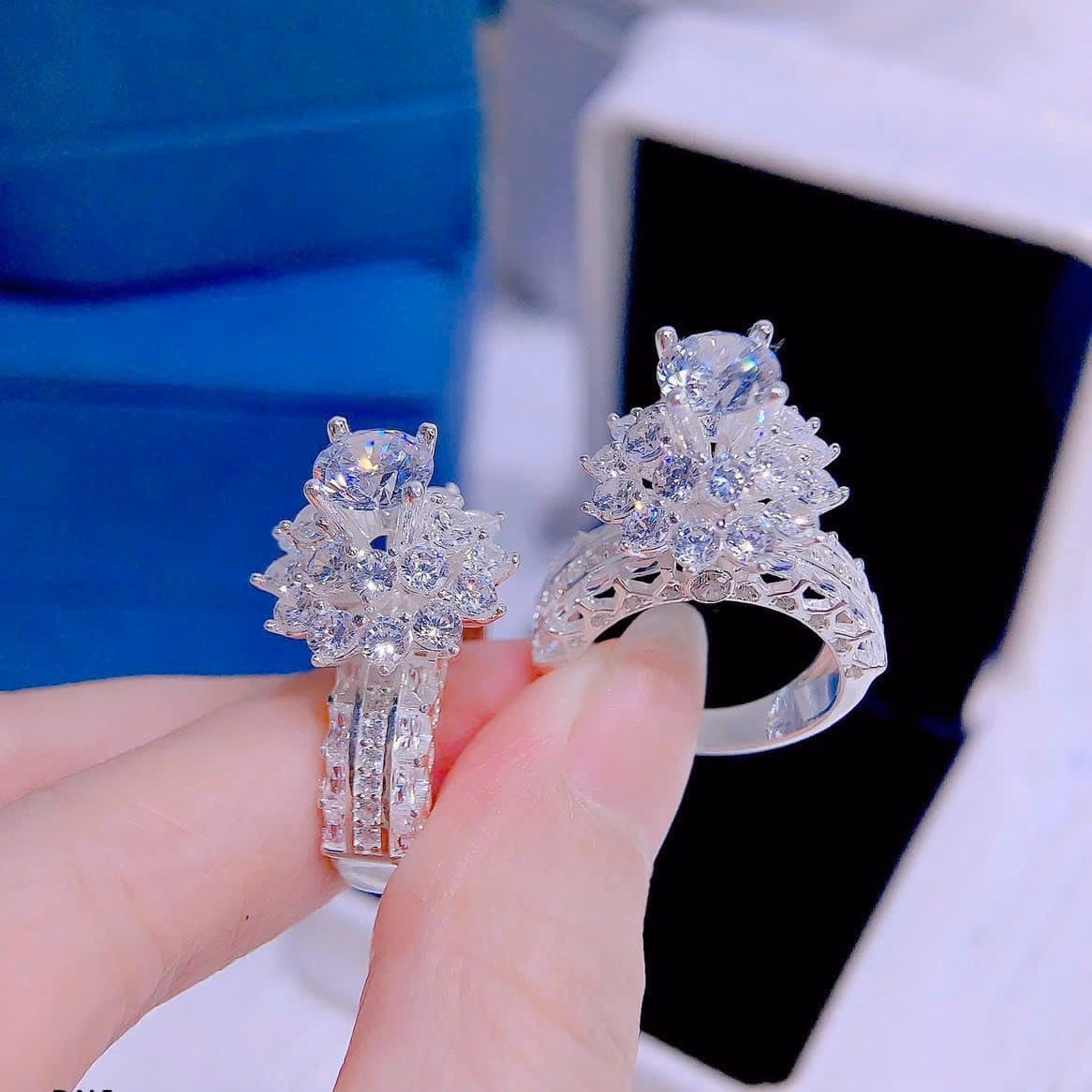 Nhẫn Hoa Đá Ba Tầng Bạc Ta Cao Cấp -Thắng Giang - Ảnh 2