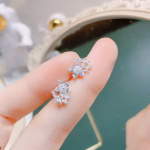 Bông Tai Hoa Đá Bạc Ta Cao Cấp - Thắng Giang