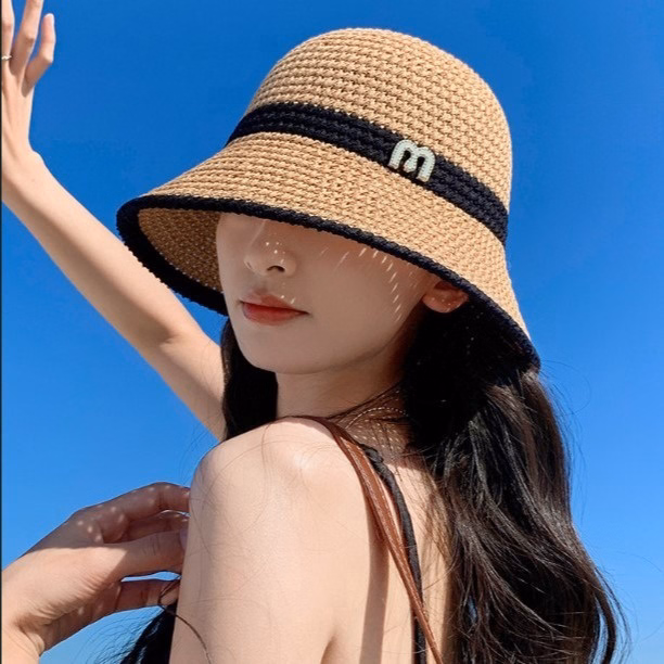 Mũ Bucket, Nón Ta Bèo Dệt Thời Trang Họa Tiết Logo Chữ M - Shop Mẹ Bống - Ảnh 5