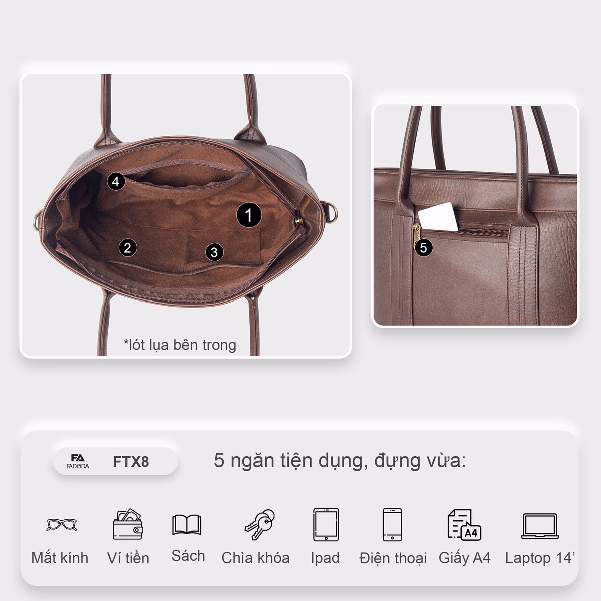 Túi Tote Công Sở Nữ Cao Cấp Ftx8- Fadoda - Ảnh 7