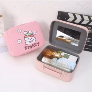 Túi Cốp Mỹ Phẩm Da Pu Dạng Vali 25*18*11Cm, Đựng Phụ Kiện Trang Điểm Có Gương - Shop Mẹ Bống