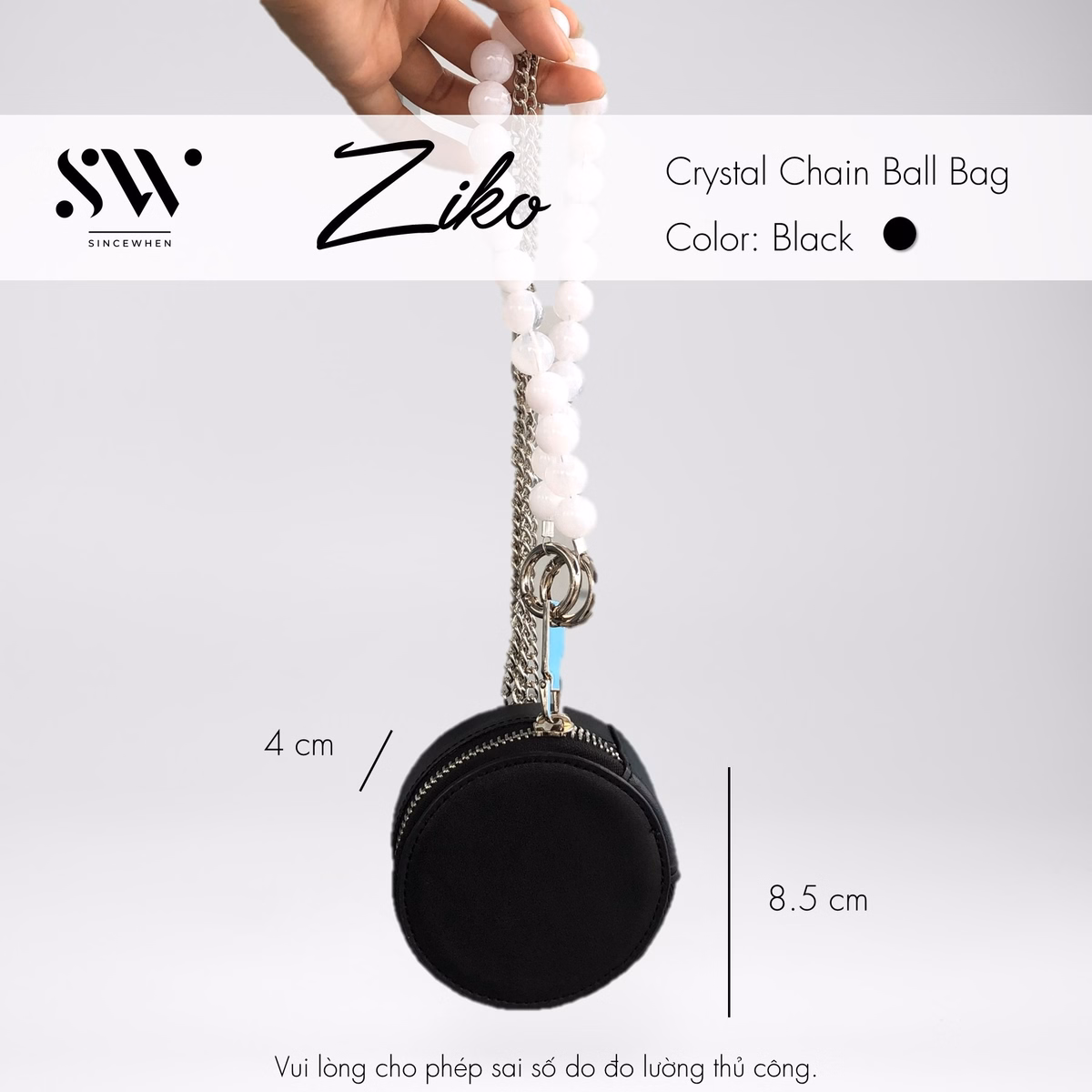 Túi Mini Ziko Dáng Tròn Dây Chuỗi Ngọc (Crystal Chain Ball Bag) - Sincewhen - Ảnh 2