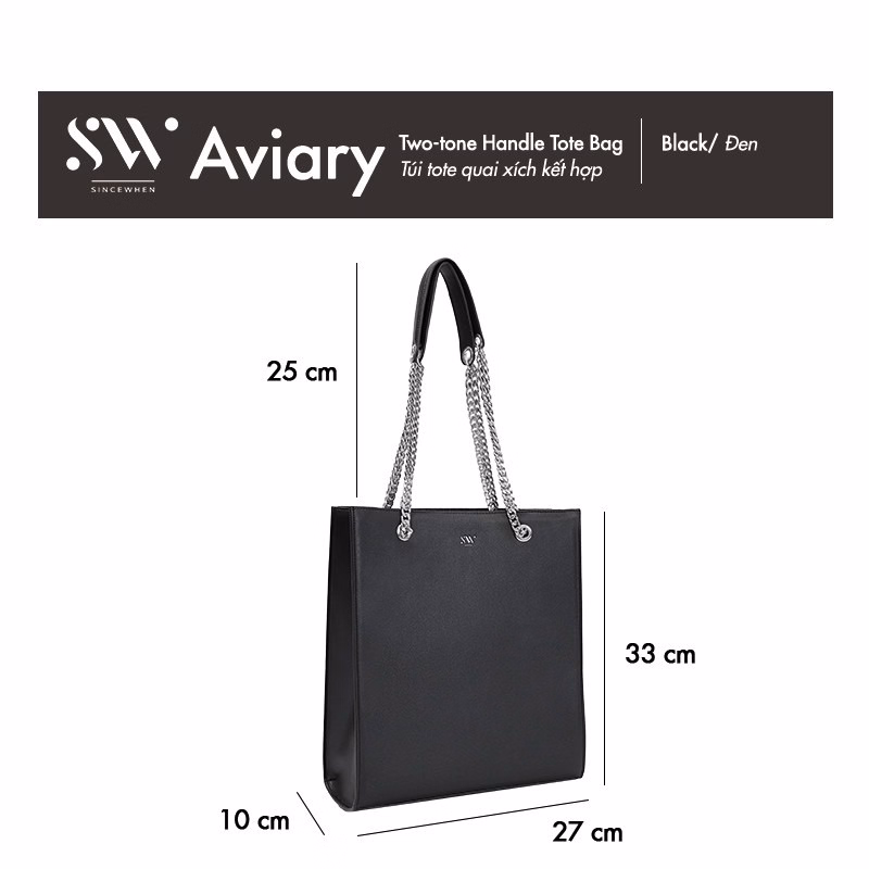 Túi Tote Aviary Quai Phối Kim Loại Cá Tính - Two-Tone Handle Tote Bag - Sincewhen - Ảnh 5
