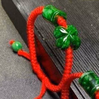 Vòng Tay Cỏ Bốn Lá Lu Thống Ngọc Cẩm Thạch Sơn Thủy Tết Dây - Thắng Giang - Ảnh 3