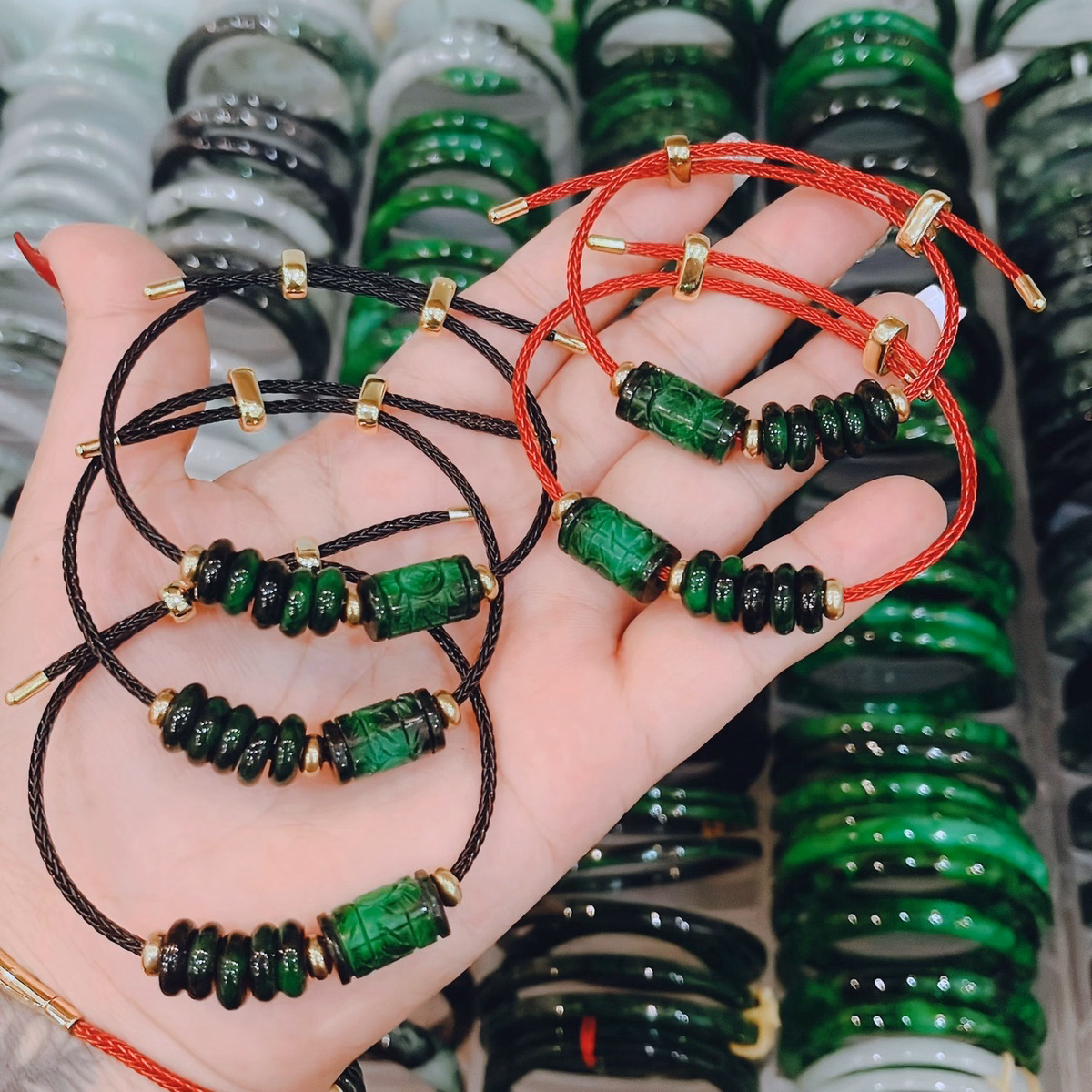 Vòng Tay Lu Thống Trạm Ngũ Điếu Ngọc Cẩm Thạch Sơn Thủy Thiên Nhiên - Thắng Giang - Ảnh 10