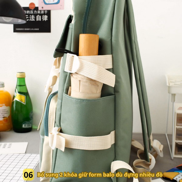 Combo 4 Món (Tặng Kèm Stick 2D Và Mica) Balo Nữ, Phiên Bản Hàn Quốc, Vải Canvas, Chống Nước, Chống Sốc - Ch122 - Bh Kids - Ảnh 6