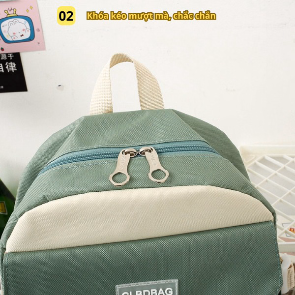 Combo 4 Món (Tặng Kèm Stick 2D Và Mica) Balo Nữ, Phiên Bản Hàn Quốc, Vải Canvas, Chống Nước, Chống Sốc - Ch122 - Bh Kids - Ảnh 2