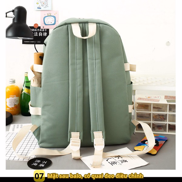 Combo 4 Món (Tặng Kèm Stick 2D Và Mica) Balo Nữ, Phiên Bản Hàn Quốc, Vải Canvas, Chống Nước, Chống Sốc - Ch122 - Bh Kids - Ảnh 8