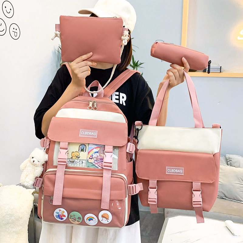 Combo 4 Món (Tặng Kèm Stick 2D Và Mica) Balo Nữ, Phiên Bản Hàn Quốc, Vải Canvas, Chống Nước, Chống Sốc - Ch122 - Bh Kids - Ảnh 10