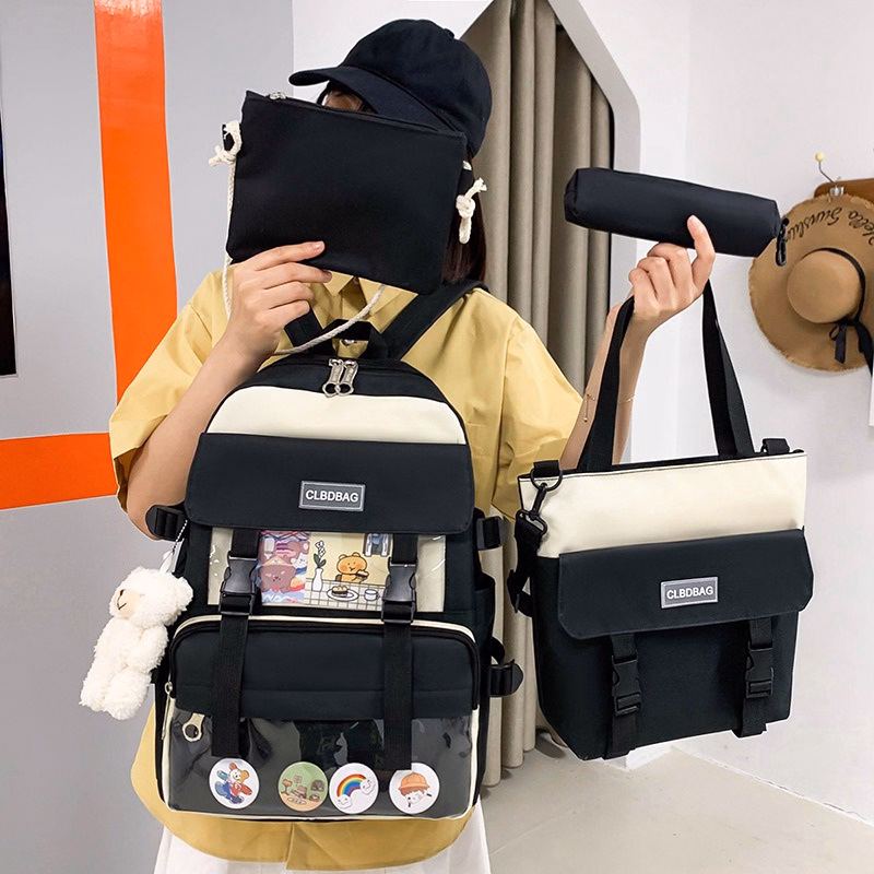 Combo 4 Món (Tặng Kèm Stick 2D Và Mica) Balo Nữ, Phiên Bản Hàn Quốc, Vải Canvas, Chống Nước, Chống Sốc - Ch122 - Bh Kids - Ảnh 11