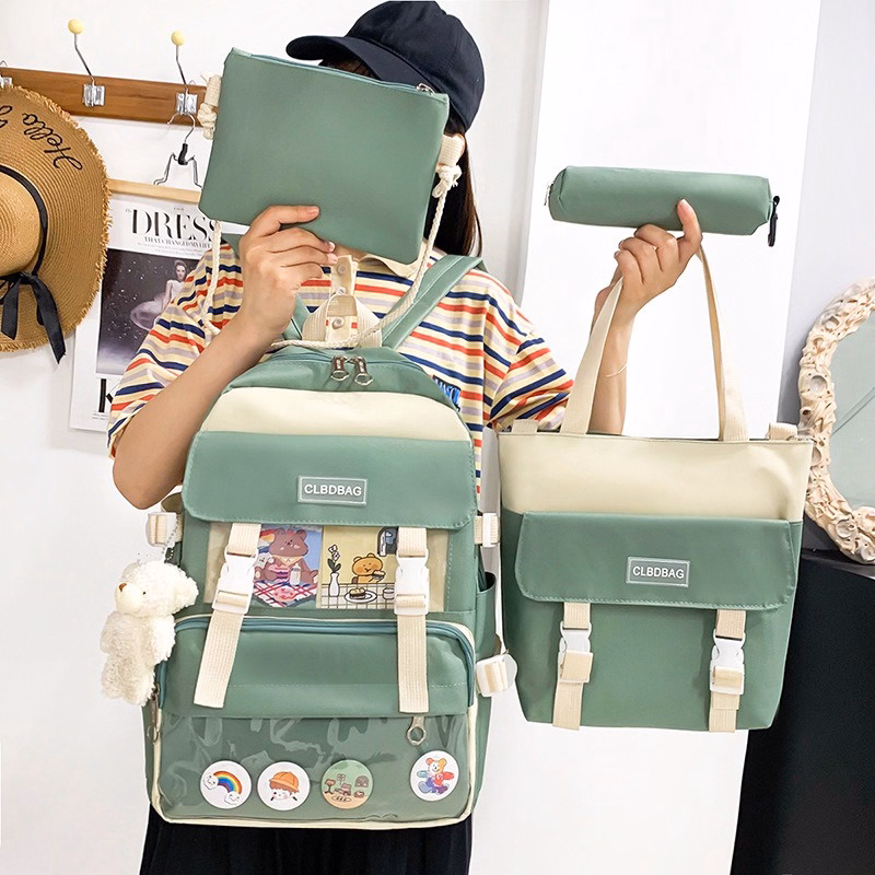 Combo 4 Món (Tặng Kèm Stick 2D Và Mica) Balo Nữ, Phiên Bản Hàn Quốc, Vải Canvas, Chống Nước, Chống Sốc - Ch122 - Bh Kids - Ảnh 9