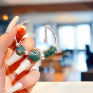 Vòng Tay Hồ Ly Ngũ Điếu Túi Tiền Lam Ngọc Thiên Nhiên Lõi Bạc Ta - Thắng Giang